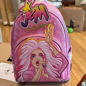 Loungefly Jem & The Holograms Mini Backpack Purse Limited Ed Light Up Pink NWT